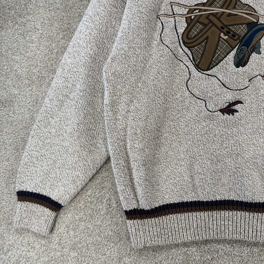 VTG Gant Mens Fishing Sweater Sz M Cotton Knit Embroidered Grandpa 90s *Stains* - Picture 4 of 9